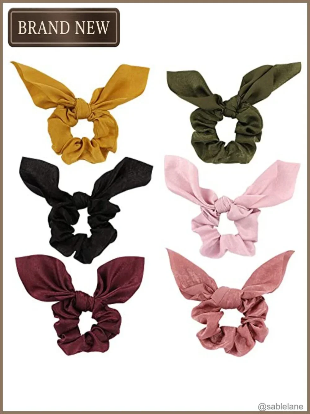 Silk Satin Scrunchies with Removable Bows, 6-Pack Hair Ties for Thick Hair